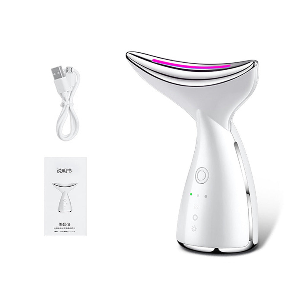 EMS Microcurrent Face & Neck Beauty Device, 3-Color LED Photon Therapy, Skin Tightening Anti-Aging Massager for Face Lift & Double Chin Reduction