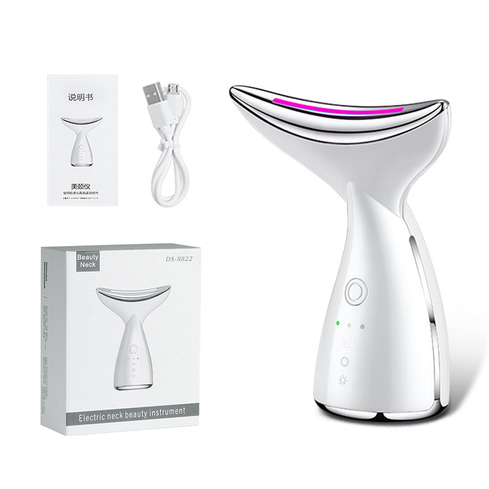 EMS Microcurrent Face & Neck Beauty Device, 3-Color LED Photon Therapy, Skin Tightening Anti-Aging Massager for Face Lift & Double Chin Reduction
