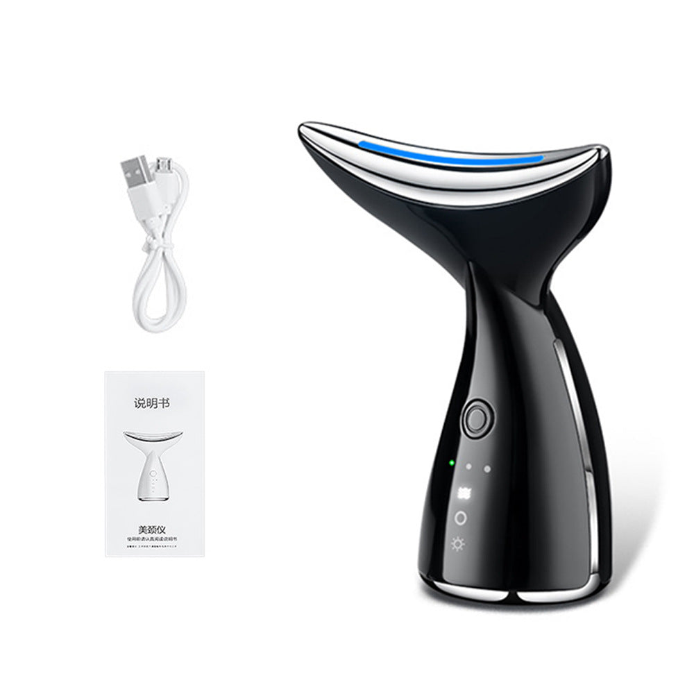 EMS Microcurrent Face & Neck Beauty Device, 3-Color LED Photon Therapy, Skin Tightening Anti-Aging Massager for Face Lift & Double Chin Reduction