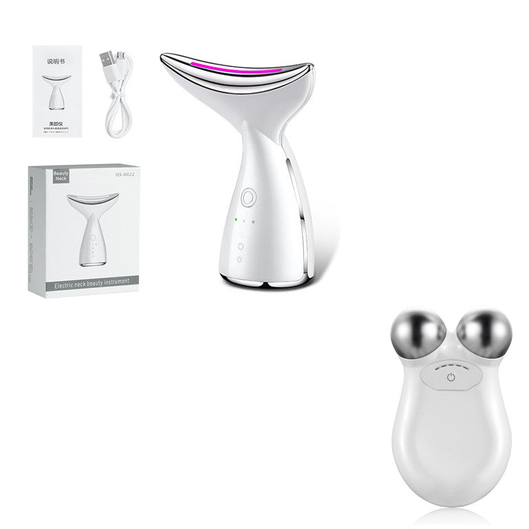 EMS Microcurrent Face & Neck Beauty Device, 3-Color LED Photon Therapy, Skin Tightening Anti-Aging Massager for Face Lift & Double Chin Reduction