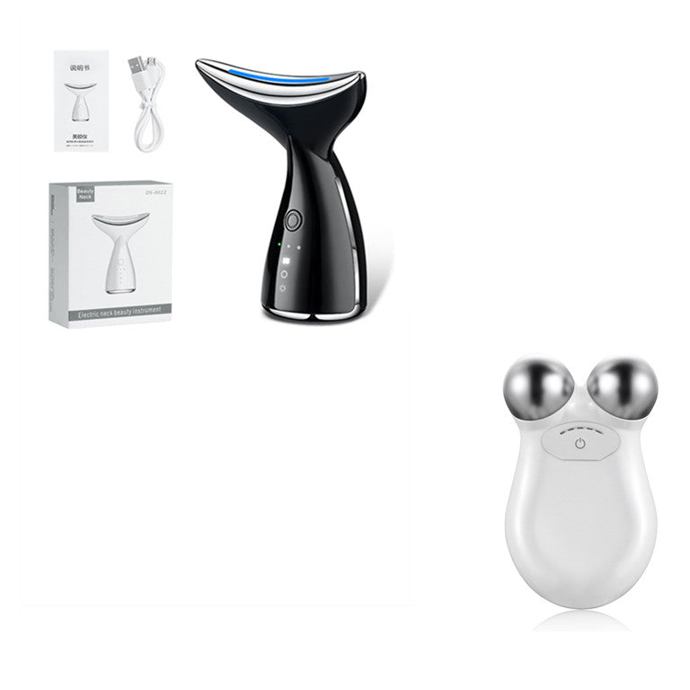 EMS Microcurrent Face & Neck Beauty Device, 3-Color LED Photon Therapy, Skin Tightening Anti-Aging Massager for Face Lift & Double Chin Reduction