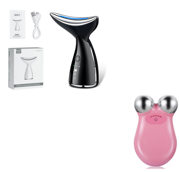 EMS Microcurrent Face & Neck Beauty Device, 3-Color LED Photon Therapy, Skin Tightening Anti-Aging Massager for Face Lift & Double Chin Reduction