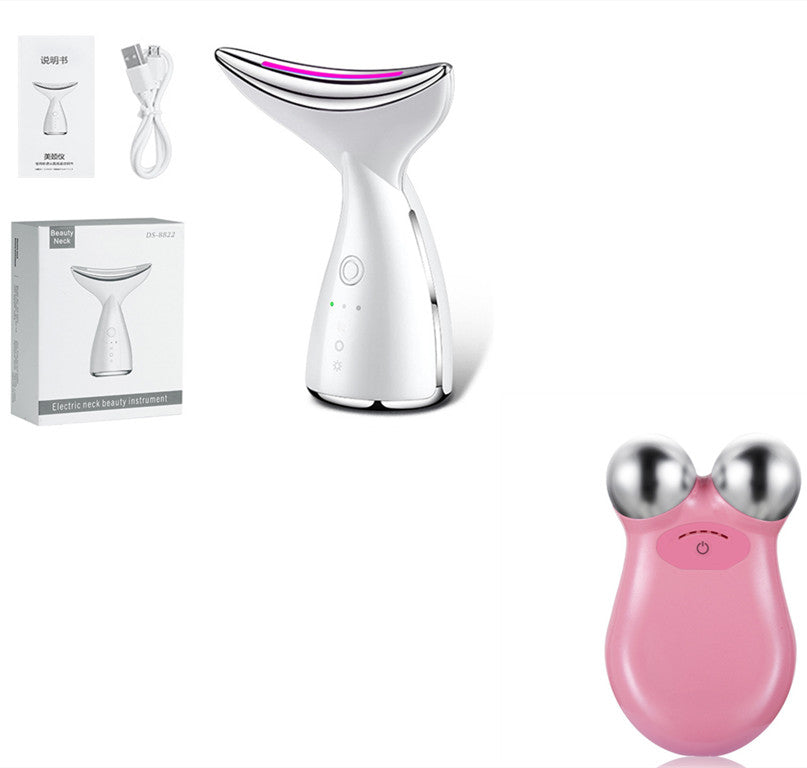 EMS Microcurrent Face & Neck Beauty Device, 3-Color LED Photon Therapy, Skin Tightening Anti-Aging Massager for Face Lift & Double Chin Reduction