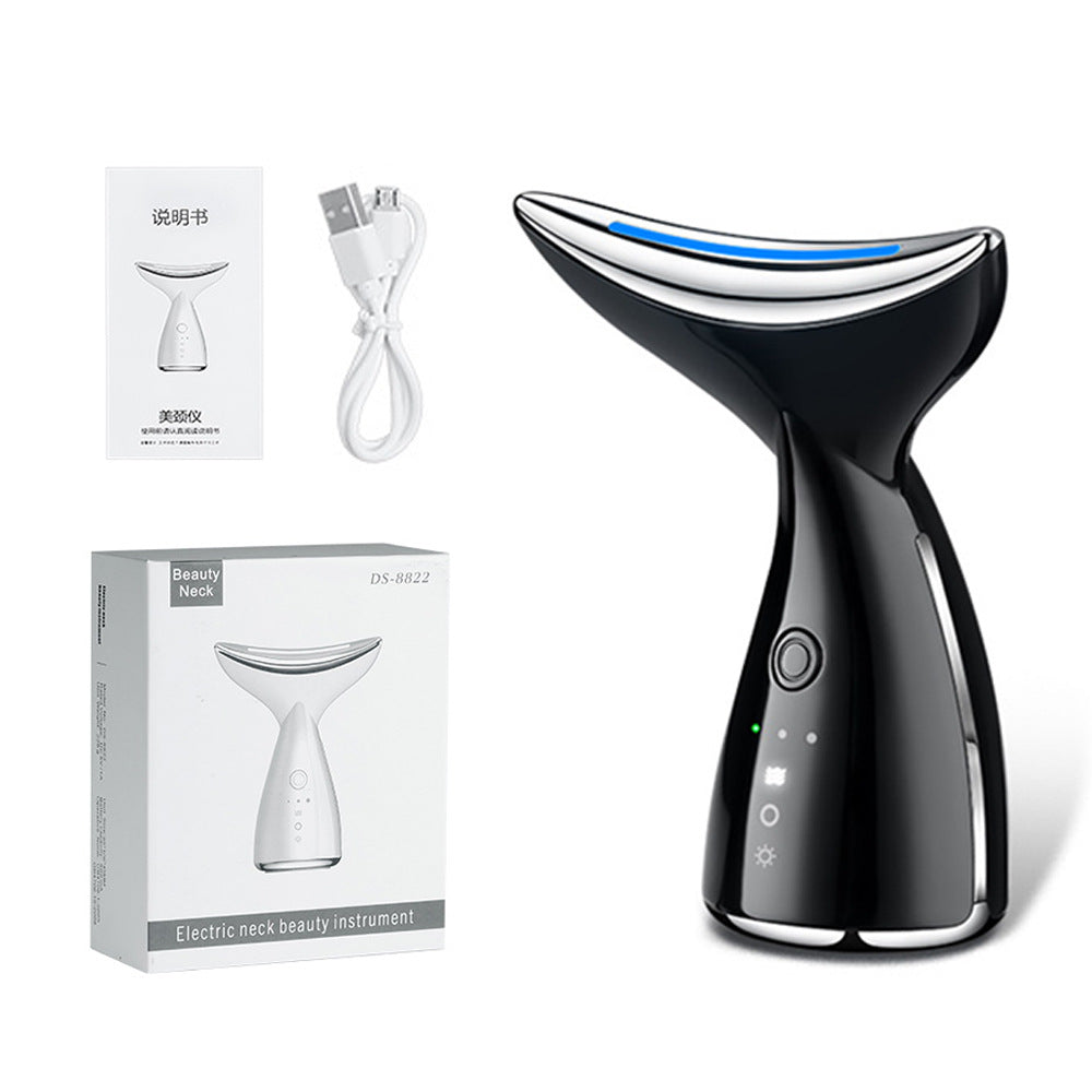 EMS Microcurrent Face & Neck Beauty Device, 3-Color LED Photon Therapy, Skin Tightening Anti-Aging Massager for Face Lift & Double Chin Reduction